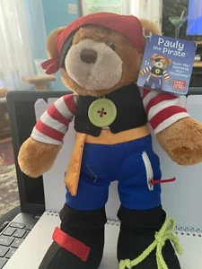 Pauly The Pirate Plush Teach Me To Dress by Gund Teddy Bear Stuffed Toy 2011 - Picture 1 of 8