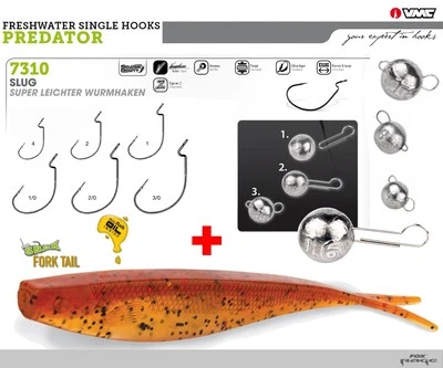 Schnellwechsel Köderset Fox Rage Fork Tail 10 cm + VMC 7310 + Cheburashka V2 - Bild 1 von 2