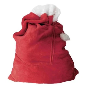 Saco De Navidad Jumbo De Santa 90cm X 60cm De Terciopelo Rojo Y Blanco - Imagen 1 de 2