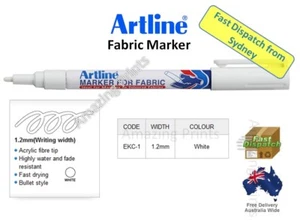 GENUINE Artline White Clothes Fabric Textile Paint Marker Laundry Markers Pens - Picture 1 of 1