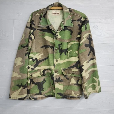 Camisa Chaqueta Vintage Ranger Camuflaje Camuflaje Manga Larga Abotonada Talla L Foto 1 de 4