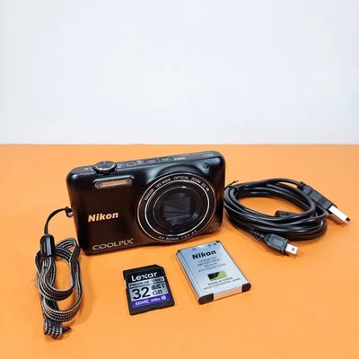 Fotocamera NIKON COOLPIX S6600 NERA digitale compatta con CAVO BATTERIA SD 32GB - Bild 1 von 4