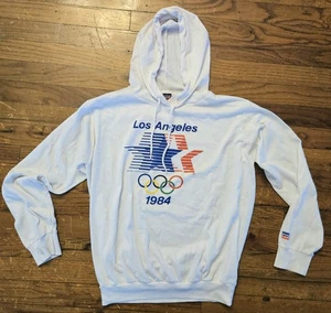 Vintage Los Angeles Olympics USA 1984 Levis Hooded Long Sleeve Shirt Med - Picture 1 of 17