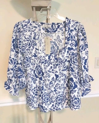 Top Rachel Zoe Los Angeles Nueva York Talla PEQUEÑA Floral Mezcla Lino Foto 1 de 4