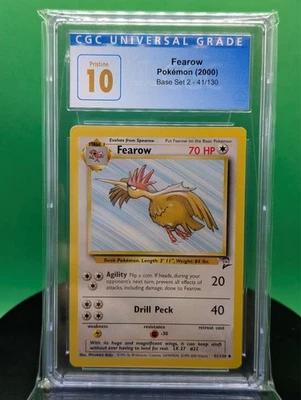 CGC 10 Pristine Fearow 41/130 Base Set 2 Uncommon 2000 English Pokemon WoTC Card - Image 1 of 2
