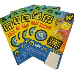 Spongebob SquarePants Krabby Patty Kollab Wendys Stickers QR Code X 5 Set Lot - Picture 1 of 1