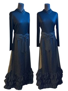 Maxi Vestido Vintage Miss Elliette Volantes Lunares Lazo Grande Transparente Manga Larga 14 - Imagen 1 de 15