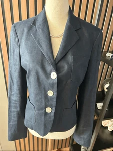 Blazer Lauren Ralph Lauren Azul Marino Oscuro 100% Lino Talla 4 - Imagen 1 de 8