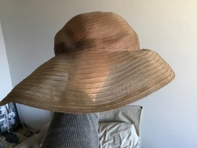 Original Vintage Años 20 30 Cin de Caballo Verano Playa Beige Cloche Talla 22 Foto 1 de 4