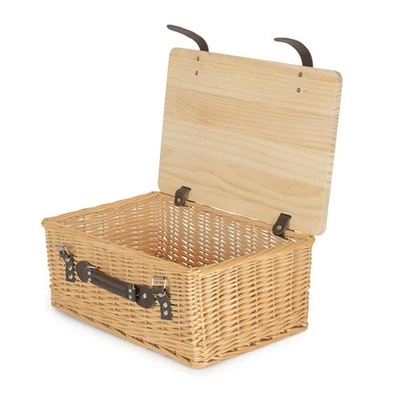 46cm Buff Willow Empty Picnic Basket with Pinewood Lid - Image 1 of 4