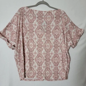Beautifully Blessed Boutique Womens Top 1X Short Sleeve Boat Neck Pink/White NWT - Picture 1 of 12