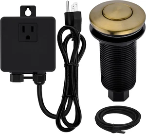 Garbage Disposal Sinktop Air Switch Kit with Long Button,Brass Made Cover,Champa - Picture 1 of 8