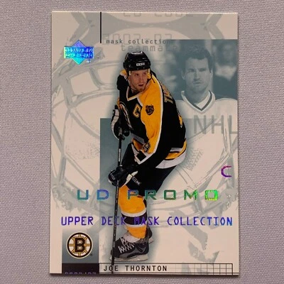 Joe Thornton Jeff Hackett 2002-03 Upper Deck Mask Collection Promo MISCUT - Image 1 of 2