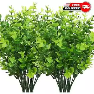 Outdoor Artificial Flowers Plants Shrubs Fake Bushes Plastic Leaves 8 Pieces New - Picture 1 of 6