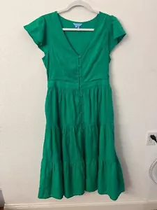 Draper James Lainey midi cotton Dobby green dress womens size 6 - Picture 1 of 6