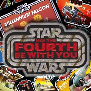Star Wars Aufnäher "MAY THE VOURTH BE WITH YOU" bestickt, zum Aufbügeln, 4,5", 4. Mai - Bild 1 von 4