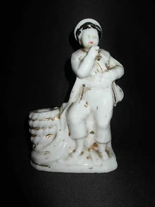 ancien encrier en porcelaine de vieux Paris marin debout cordage XIX ème - Picture 1 of 7