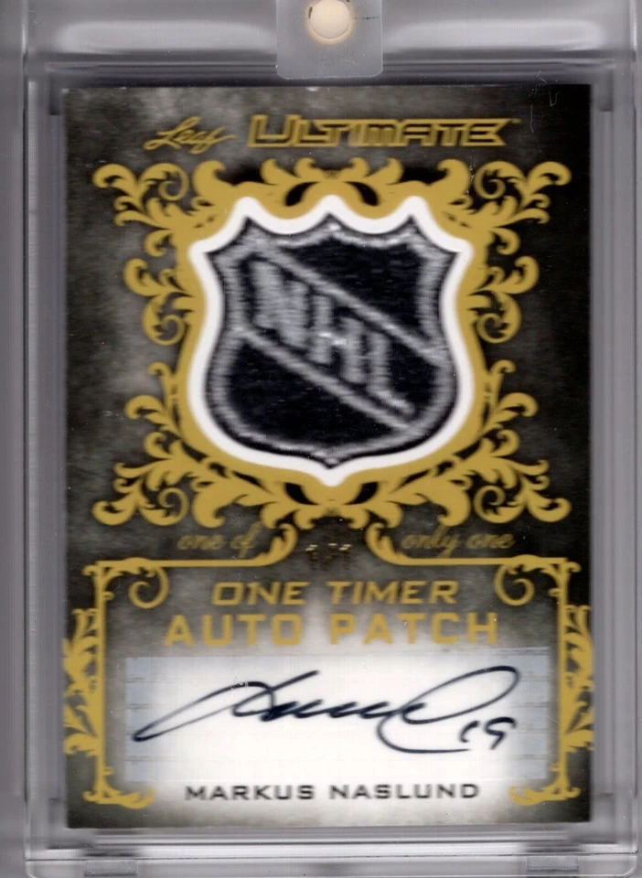 2018-19 Leaf Ultimate One-Timer Patch Auto NHL Shield Markus Naslund 1/1 - Image 1 of 2