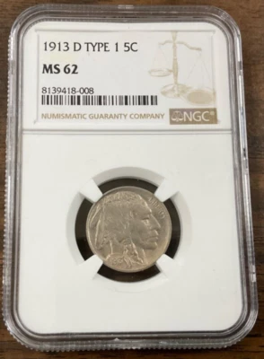 1913-D Type 1 Buffalo Nickel NGC MS 62 - Image 1 of 4