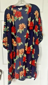 Umgee Red & Blue Floral Kimono Size S/M - Imagen 1 de 4