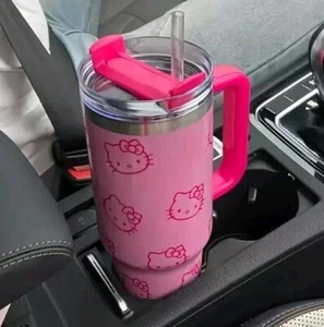 Hello Kitty Sanrio Tumbler Cup 40oz Insulated Pink Bottle Cute Adorable - Picture 1 of 2