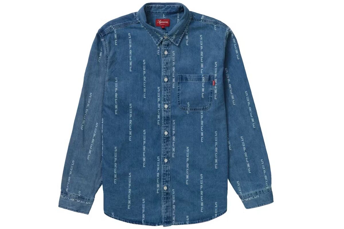 Supreme Denim Striped Casual Button-Down Shirts for Men for Supreme Denim Striped Casual Button-Down Shirts for Men for