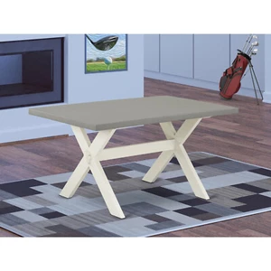 East West Furniture X-Style 36X60 in Dining Table with Wirebrushed Linen White L - Picture 1 of 3