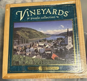 Sealed VINEYARDS Premium 750 puzzle new in wood box “Rhein, Germany” Hasbro MB - Picture 1 of 3