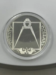 Moneda de plata de 20 dólares con divisores de latón British Virgin 1985, prueba - Imagen 1 de 2
