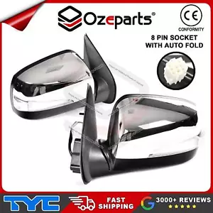 TYC Pair LH+RH Door Mirror Chrome Long lamp 8pins For Isuzu Dmax 2006-2012 - Picture 1 of 6