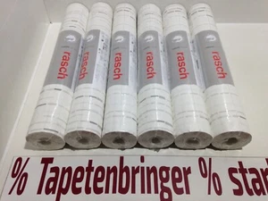 Vliestapete rasch 6x 735130 (6Rollen) Uni Streifenmuster Weiß Grau Metallic - Bild 1 von 13
