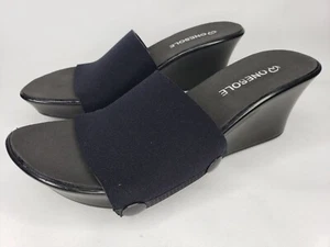 Onesole Slip On Interchangeable Wedge Sandal Womens Black - Travel Slides - Picture 1 of 7