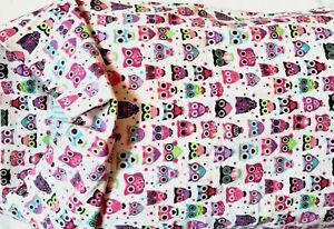 Pink Owl Flannel Pillowcase Fits Standard Size Pillow French Seams Handmade New