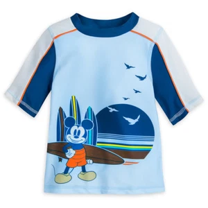 NWT Disney Store Mickey Mouse Rash Guard Top Swim Shirt Boy UPF 50+ 3,4,7/8 - Picture 1 of 2