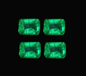 Natural Emerald 8-10 Ct Loose Gemstone Certified 4 Pcs Lot Emerald Cut Gem WE06 - Picture 1 of 10