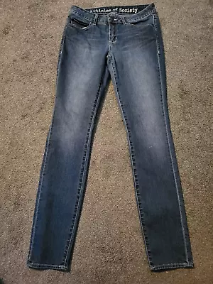Women's Articles of Society Straight Dark Faded Wash Stretch Blue Jeans Size 27 - Image 1 of 4