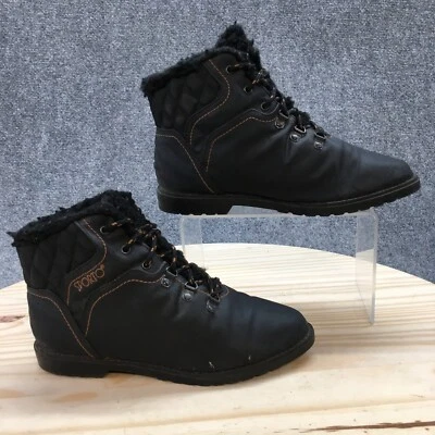 Sporto Boots Womens 6M Ankle Bootie Black Faux Fur Lined Casual Almond Toe Block - Image 1 of 4