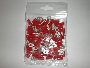 Quetschkabelschuhe Ringkabelschuhe isoliert M4 rot Ringform -100 Stück - Bild 1 von 1