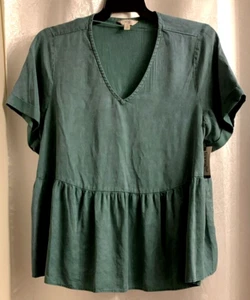 Baby Doll Top Blouse Green, Light Blue, Black 0XL or Light Pink 3XL Womens NWT - Picture 1 of 23