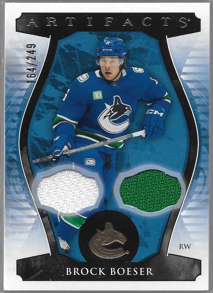 2023-24 Upper Deck Artifacts Gold Material Dual Jersey /249 Brock Boeser #43 - Image 1 of 1