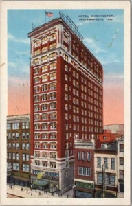 1934 Indianapolis, Indiana Postcard HOTEL WASHINGTON Street View / Kropp Linen - Imagen 1 de 2