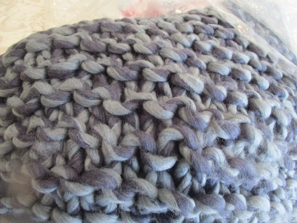 Pottery Barn chunky hand knit throw blue 50 X 75 New wo tag - Image 1 of 1