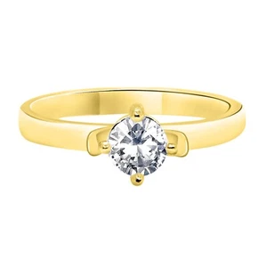 Solid 14KT Yellow Gold 0.48Ct 5.00mm G-H VS2 100% Natural White Diamond Ring - Bild 1 von 5