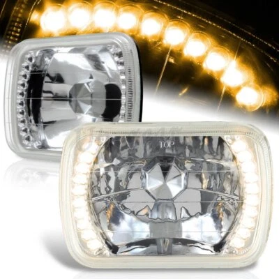 Герметичный желтый светодиодный хромированный корпус фар 7 x 6 дюймов H6014 H6052 H6054 прозрачные фары - Изображение 1 из 4