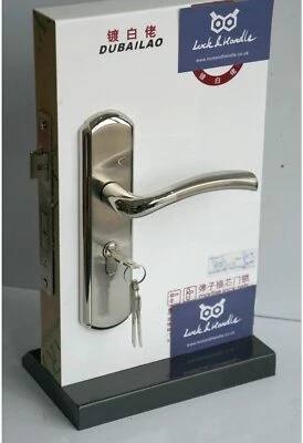 Internal External Door Lever Handles Lock Privacy Brushed Steel Sashlock 7 Keys - Image 1 of 4