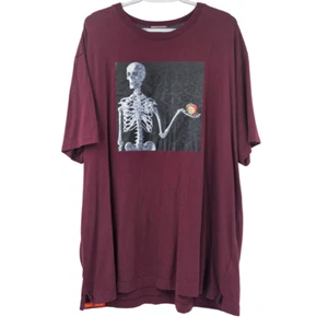 Robert Graham Skeleton Graphic Tee T-Shirt Burgundy Men’s Size 2XL Short Sleeve - Foto 1 di 11