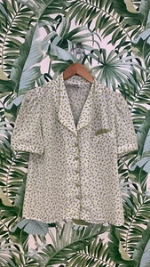 Jacques Vert white and green patterned blouse size 12 - Picture 1 of 7