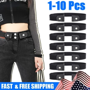 1-10 X Buckle Free Elastic Invisible Waist Belt Women Men for Jeans Shorts Pants - Picture 1 of 16