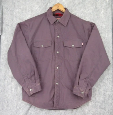 Craftsman Jacket Med Fleece Lined Canvas Shirt Shacket Gray Plaid Heavy - Изображение 1 из 4