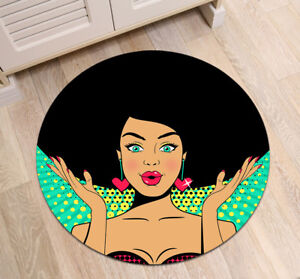 Wow Pop Art Face Sexy Woman Area Rugs Soft Bedroom Living Room Round Floor Mat 